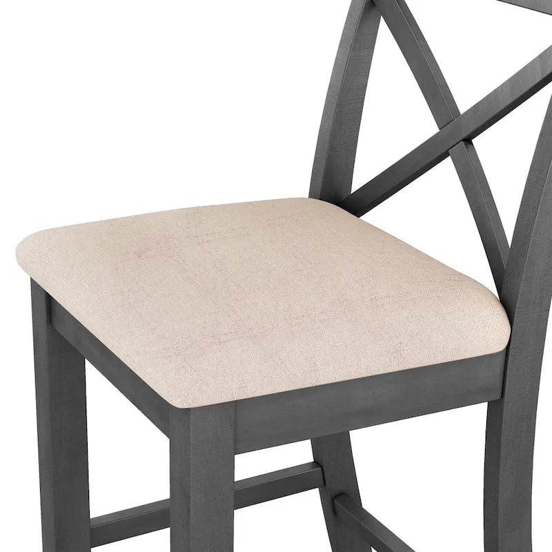 3-Piece Dining Table and Chair Set, Small Counter Height Table and Chair Set with Kitchen Breakfast Nook and 2 Chairs-20