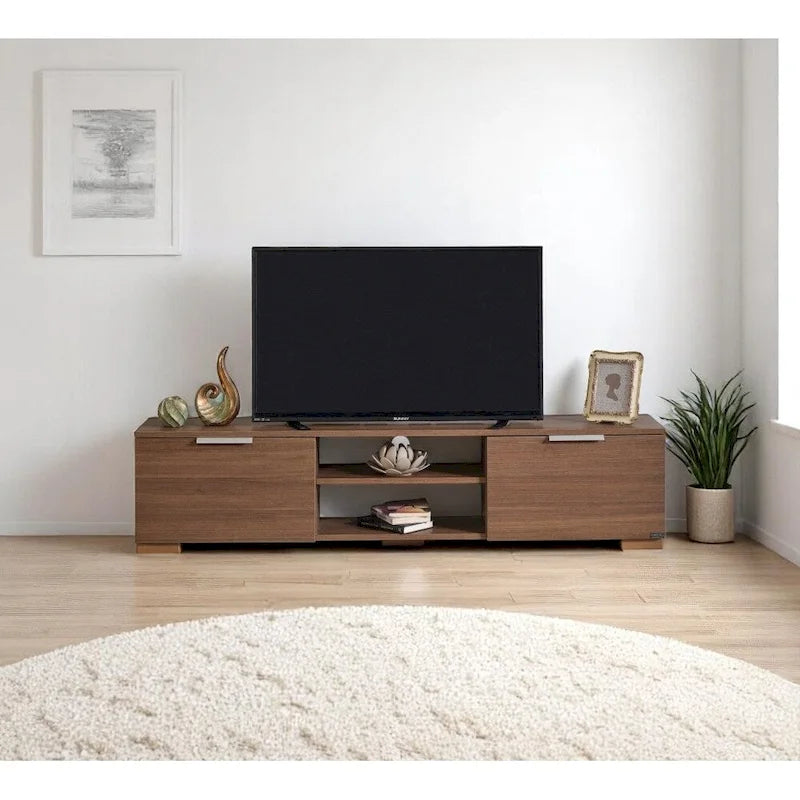 Aspen Modern TV Stand with 2 Doors Storage Cabinets 2 Shelves, Wood Finish, Living Room Entertainment Center-2