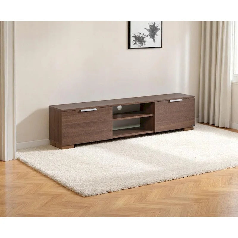 Aspen Modern TV Stand with 2 Doors Storage Cabinets 2 Shelves, Wood Finish, Living Room Entertainment Center-3
