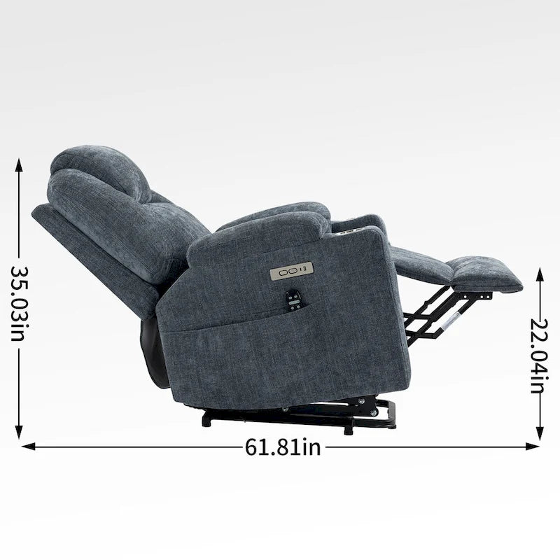Lazy Boy Chenille Power Lift Recliner Chair, Modern Recliner Chair w/8-Point Vibration Massage, Lumbar Heating and Type-C Ports-5