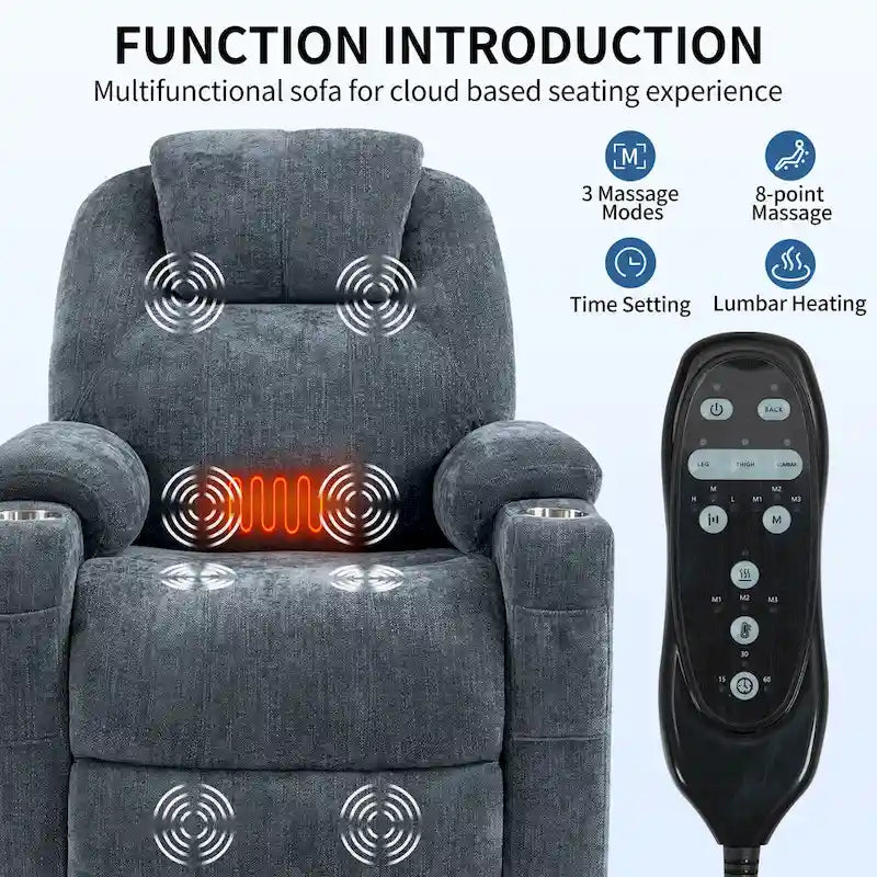 Lazy Boy Chenille Power Lift Recliner Chair, Modern Recliner Chair w/8-Point Vibration Massage, Lumbar Heating and Type-C Ports-13