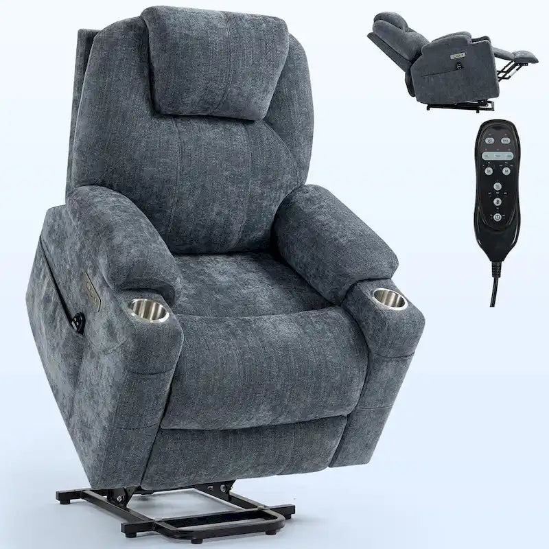 Lazy Boy Chenille Power Lift Recliner Chair, Modern Recliner Chair w/8-Point Vibration Massage, Lumbar Heating and Type-C Ports-20