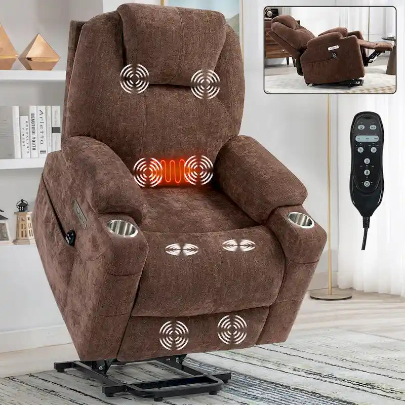 Lazy Boy Chenille Power Lift Recliner Chair, Modern Recliner Chair w/8-Point Vibration Massage, Lumbar Heating and Type-C Ports-21