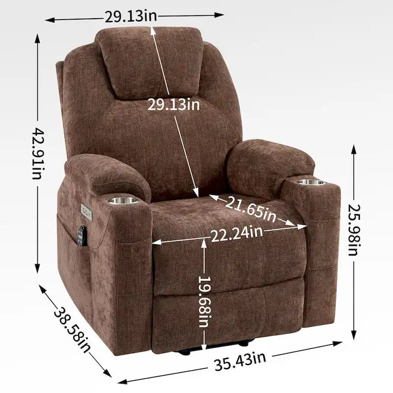 Lazy Boy Chenille Power Lift Recliner Chair, Modern Recliner Chair w/8-Point Vibration Massage, Lumbar Heating and Type-C Ports-23