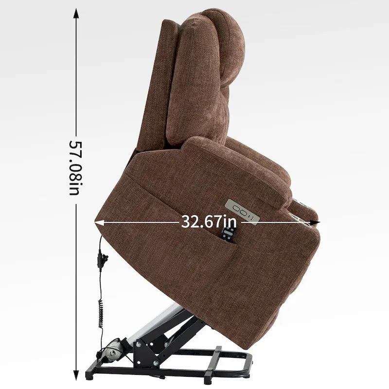 Lazy Boy Chenille Power Lift Recliner Chair, Modern Recliner Chair w/8-Point Vibration Massage, Lumbar Heating and Type-C Ports-24