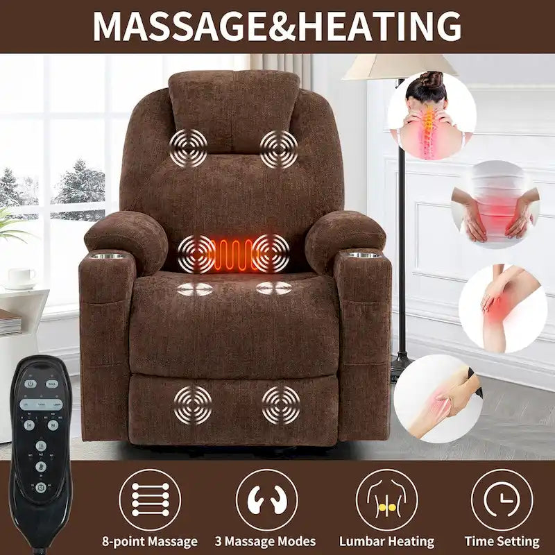 Lazy Boy Chenille Power Lift Recliner Chair, Modern Recliner Chair w/8-Point Vibration Massage, Lumbar Heating and Type-C Ports-30