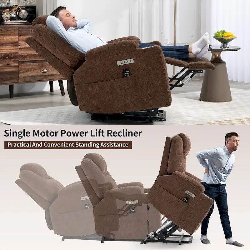 Lazy Boy Chenille Power Lift Recliner Chair, Modern Recliner Chair w/8-Point Vibration Massage, Lumbar Heating and Type-C Ports-31