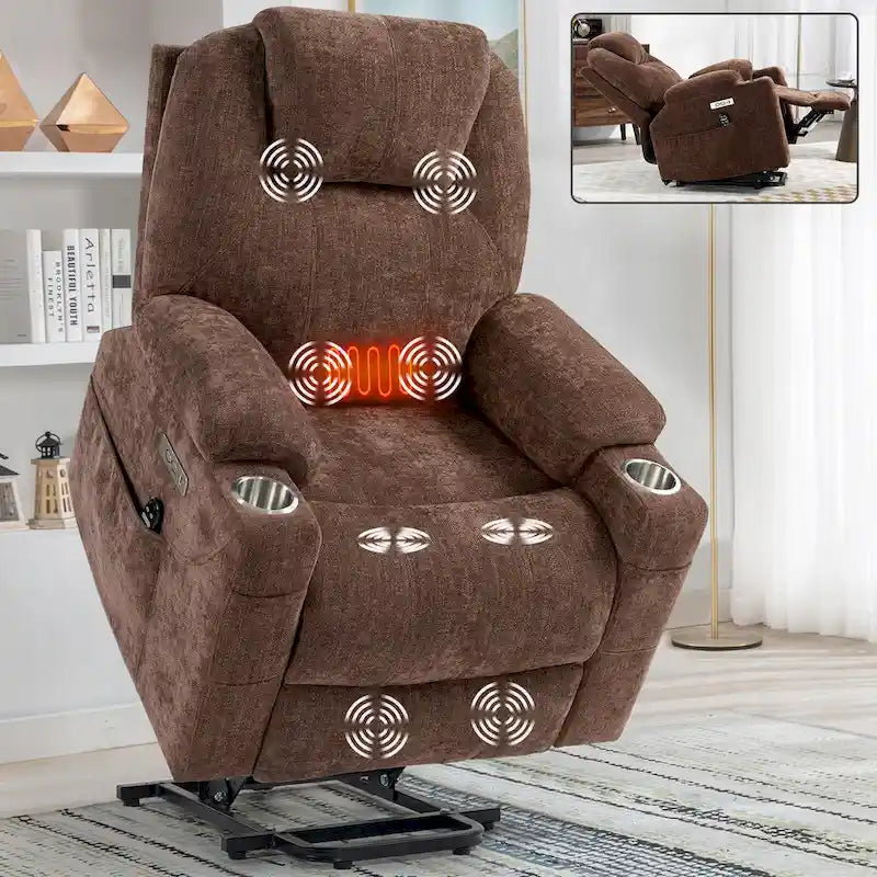 Lazy Boy Chenille Power Lift Recliner Chair, Modern Recliner Chair w/8-Point Vibration Massage, Lumbar Heating and Type-C Ports-33