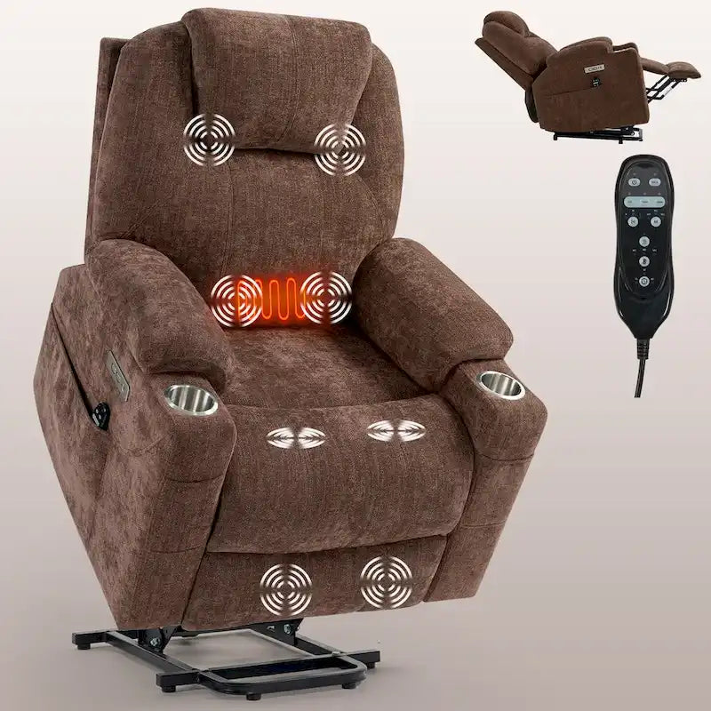 Lazy Boy Chenille Power Lift Recliner Chair, Modern Recliner Chair w/8-Point Vibration Massage, Lumbar Heating and Type-C Ports-34