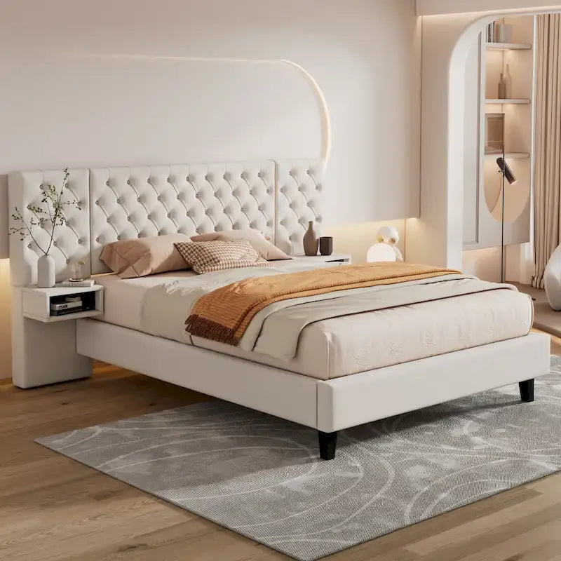 Christopher Knight Home - Alexander King Velvet Upholstered Tufted Platform Bed with Nightstands