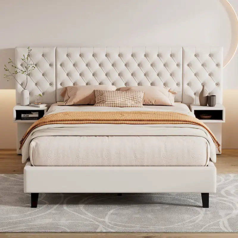 Christopher Knight Home - Alexander King Velvet Upholstered Tufted Platform Bed with Nightstands-13