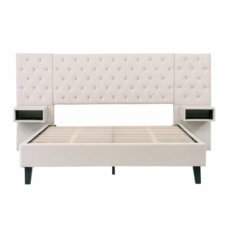 Christopher Knight Home - Alexander King Velvet Upholstered Tufted Platform Bed with Nightstands-15