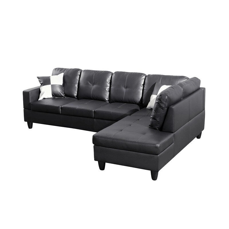 Sleek 3-Piece Black Faux Leather Couch Set, Modern Elegance for Your Living Room-6