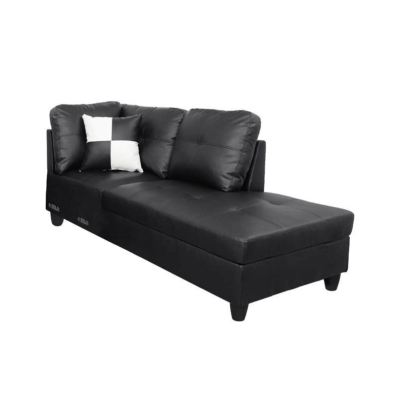 Sleek 3-Piece Black Faux Leather Couch Set, Modern Elegance for Your Living Room-8