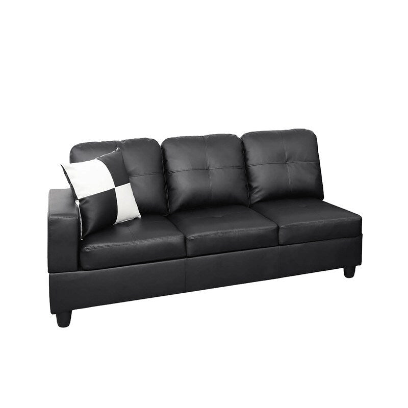 Sleek 3-Piece Black Faux Leather Couch Set, Modern Elegance for Your Living Room-9
