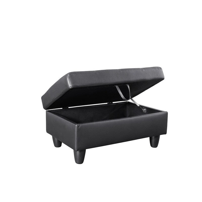 Sleek 3-Piece Black Faux Leather Couch Set, Modern Elegance for Your Living Room-10