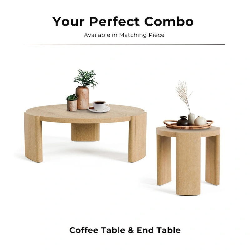 Furniture of America Minst Modern Oak Wood Round Coffee Table-6