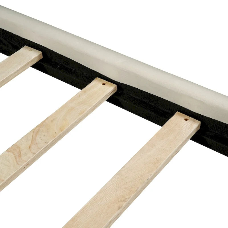 Queen Size Velvet Upholstered Platform Bed Frame with LED Light & Biscuit Headboard-12