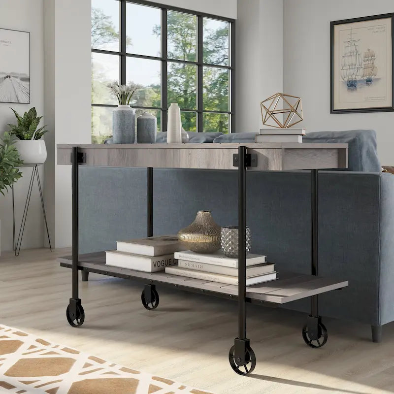 Hyssop Farmhouse 47-inch Metal 1-Shelf Console Table by Furniture of America-28