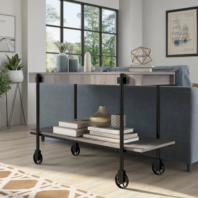 Hyssop Farmhouse 47-inch Metal 1-Shelf Console Table by Furniture of America-2