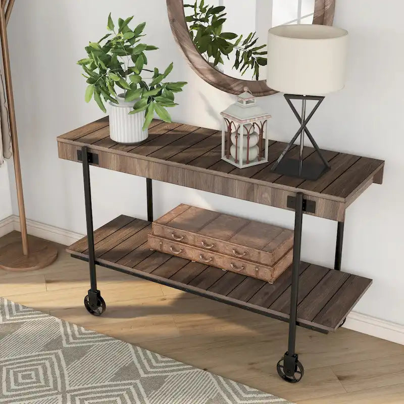 Hyssop Farmhouse 47-inch Metal 1-Shelf Console Table by Furniture of America-12