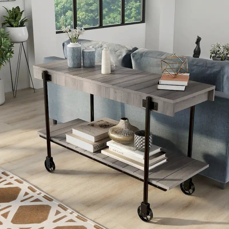 Hyssop Farmhouse 47-inch Metal 1-Shelf Console Table by Furniture of America-20