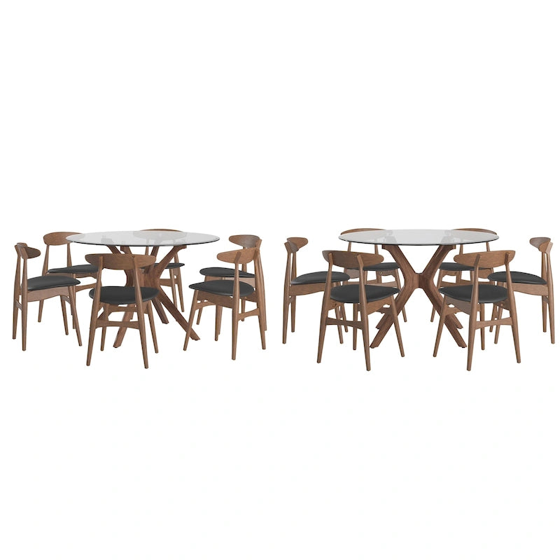 Sylvestria Mid-Century Walnut Finish Round Dining Set-18
