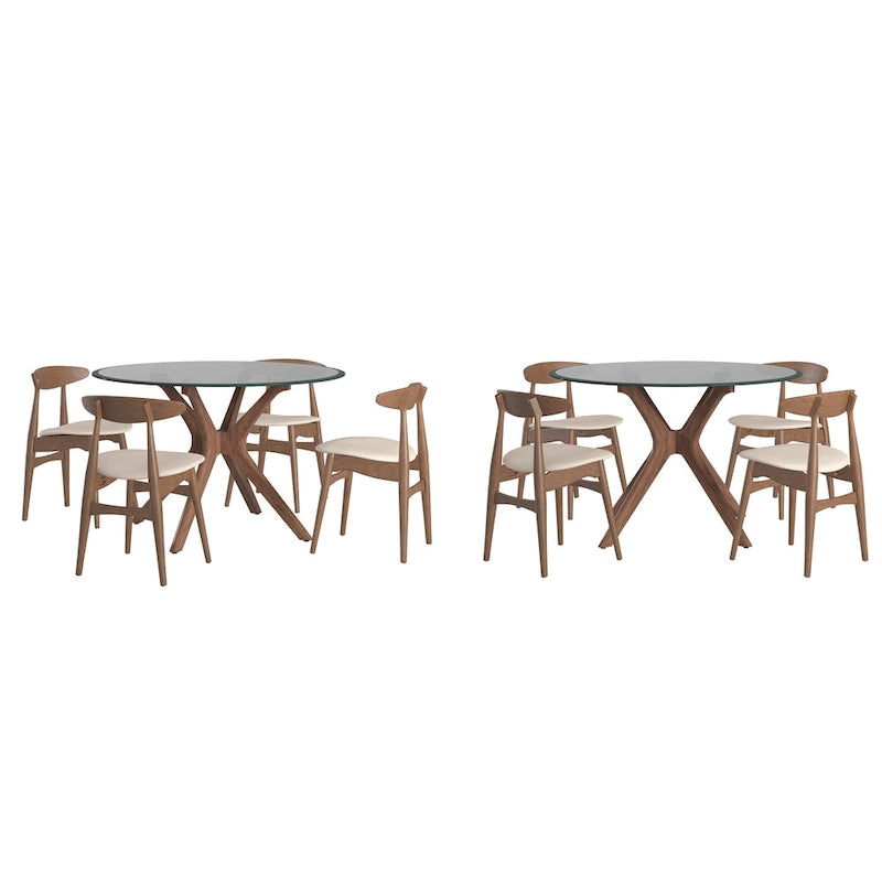 Sylvestria Mid-Century Walnut Finish Round Dining Set-9