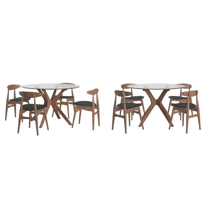 Sylvestria Mid-Century Walnut Finish Round Dining Set-13