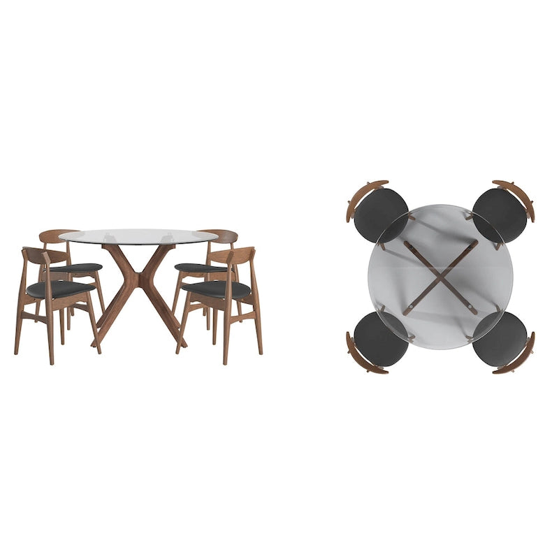 Sylvestria Mid-Century Walnut Finish Round Dining Set-14