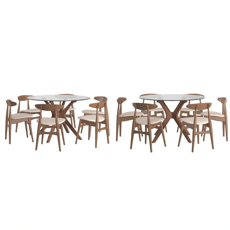 Sylvestria Mid-Century Walnut Finish Round Dining Set-15