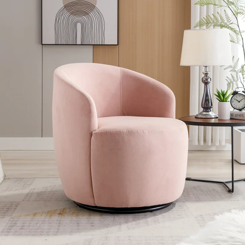 Velvet Swivel Barrel Accent Chair - 25.60 x 25.60 x 27.56-14