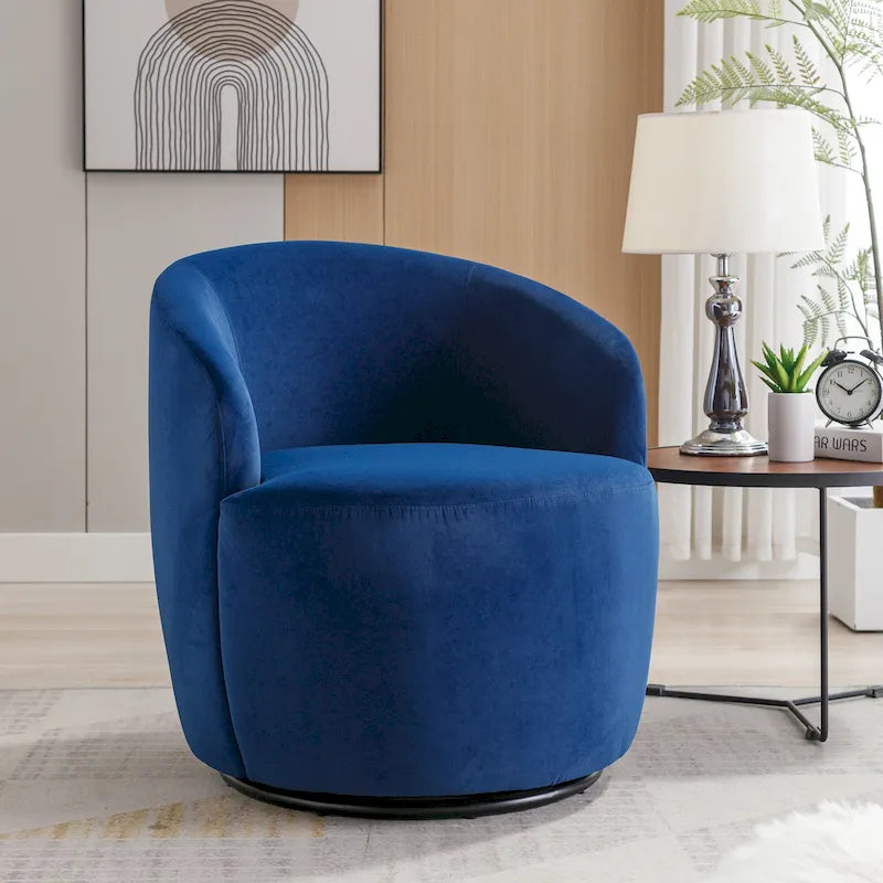 Velvet Swivel Barrel Accent Chair - 25.60 x 25.60 x 27.56-15