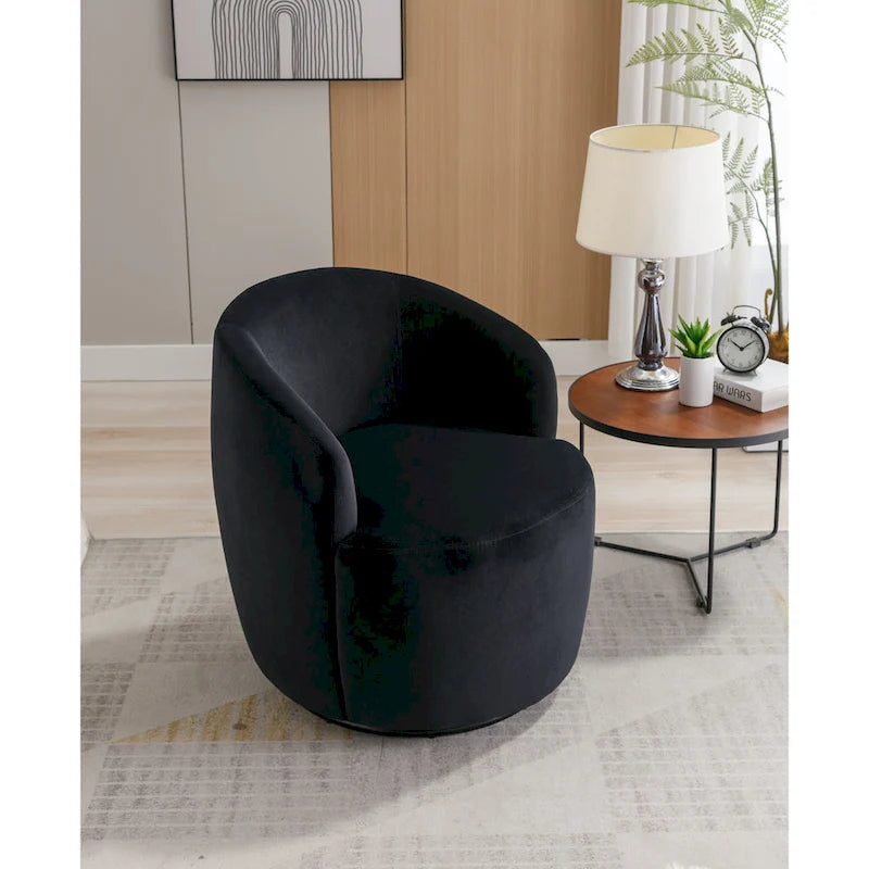 Velvet Swivel Barrel Accent Chair - 25.60 x 25.60 x 27.56-7