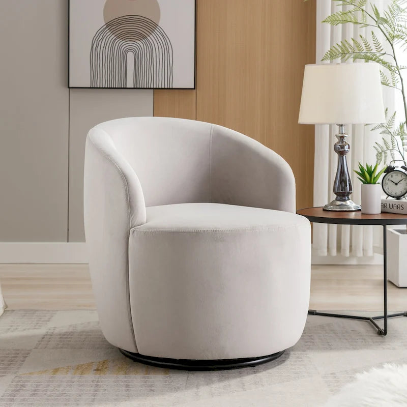 Velvet Swivel Barrel Accent Chair - 25.60 x 25.60 x 27.56-11