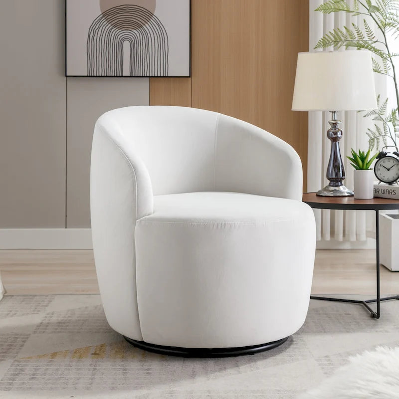 Velvet Swivel Barrel Accent Chair - 25.60 x 25.60 x 27.56-13