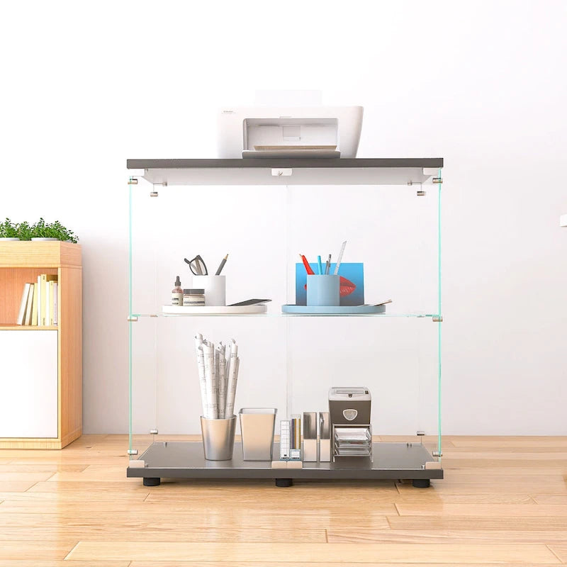 Two-door Glass Display Cabinet 2 Shelves with Door-2
