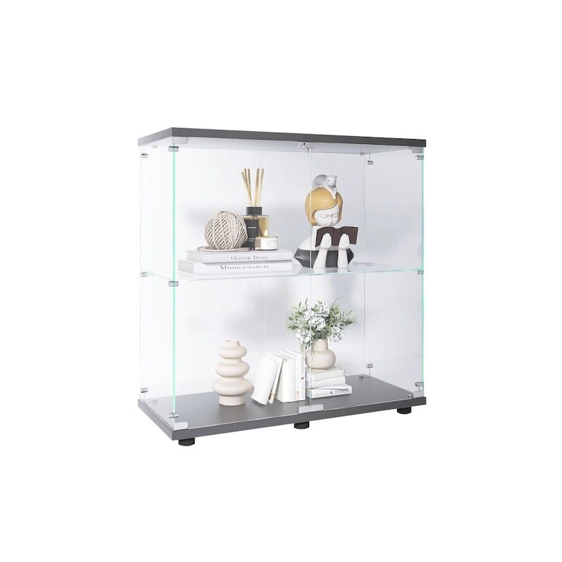 Two-door Glass Display Cabinet 2 Shelves with Door-6
