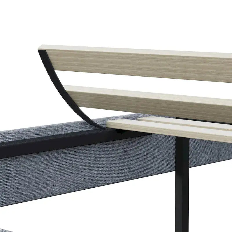 Tufted Light Grey Upholstered Queen Size Platform Bed-4