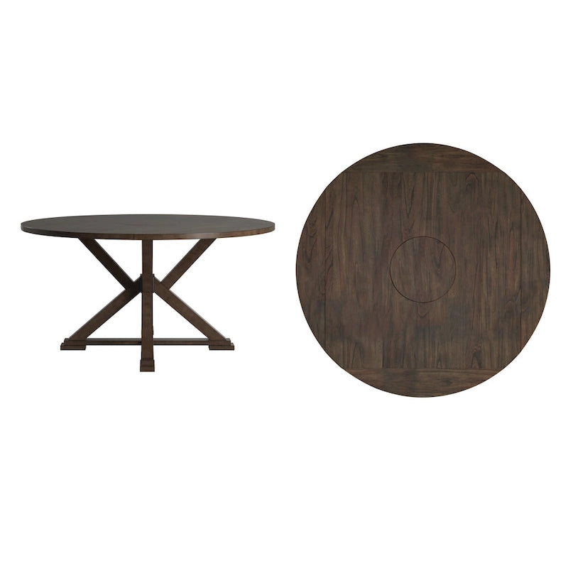 Sylvestra Espresso Convertible Dining Table with Lazy Susan-6