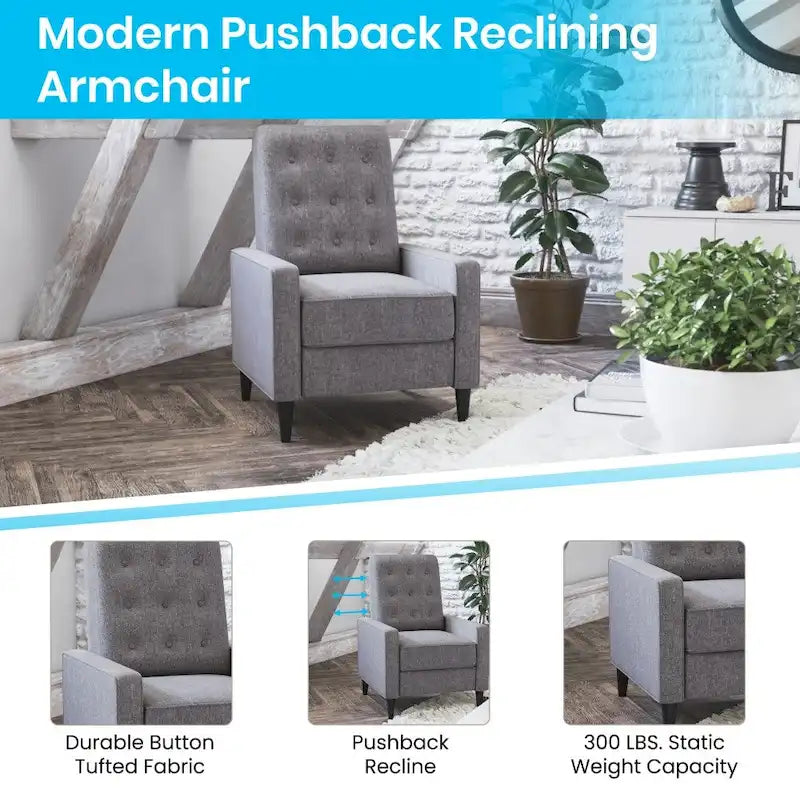 Pushback Recliner with Button Tufted Back-5