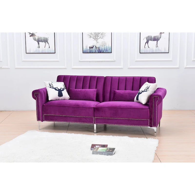 Legend Furniture Covertible Velvet Sofa Bed Sleeper-2