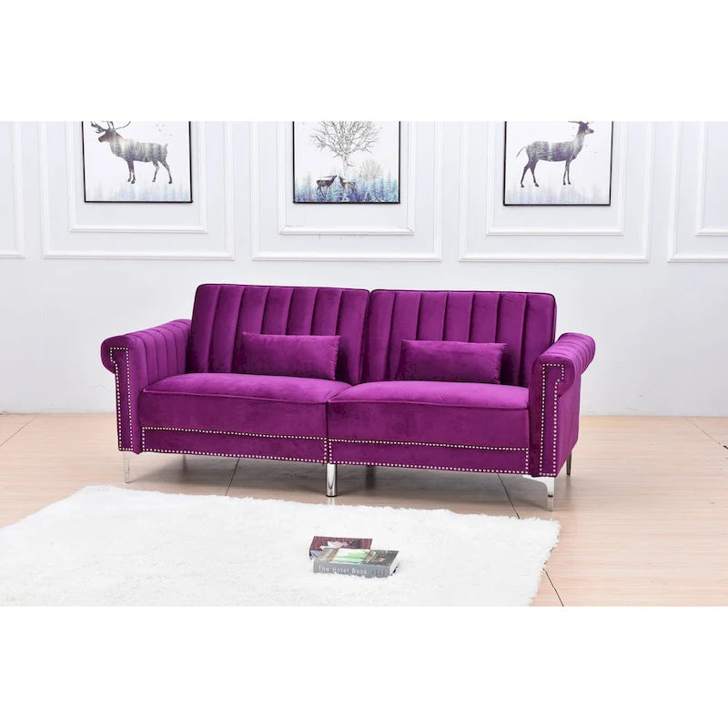 Legend Furniture Covertible Velvet Sofa Bed Sleeper-11