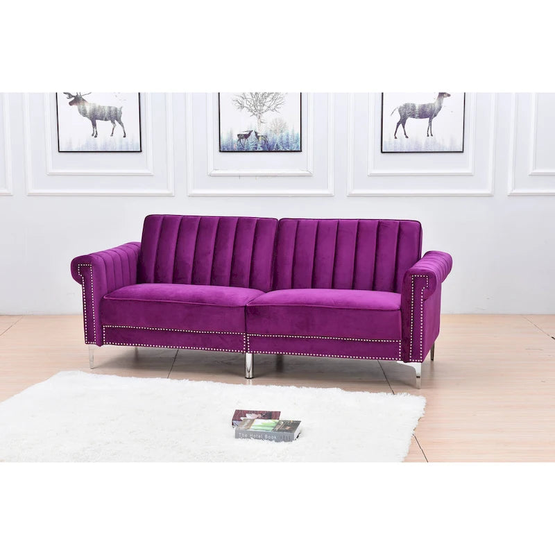 Legend Furniture Covertible Velvet Sofa Bed Sleeper-12