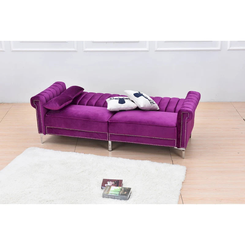 Legend Furniture Covertible Velvet Sofa Bed Sleeper-13
