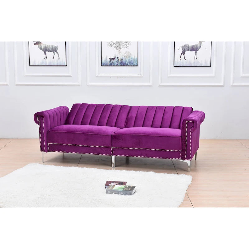 Legend Furniture Covertible Velvet Sofa Bed Sleeper-14