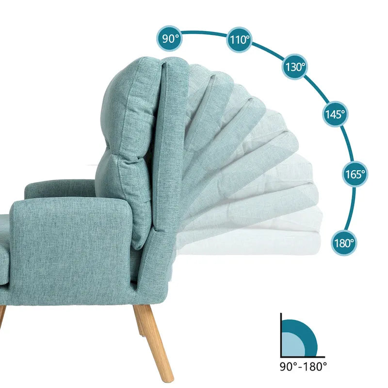 Accent Chair with Ottoman Set, Fabric Armchair with Wood Legs and Adjustable Backrest , Mid Century Modern Comfy Lounge Chair-21