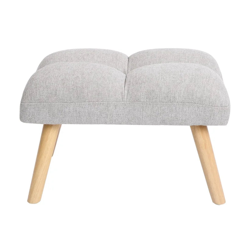 Accent Chair with Ottoman Set, Fabric Armchair with Wood Legs and Adjustable Backrest , Mid Century Modern Comfy Lounge Chair-29