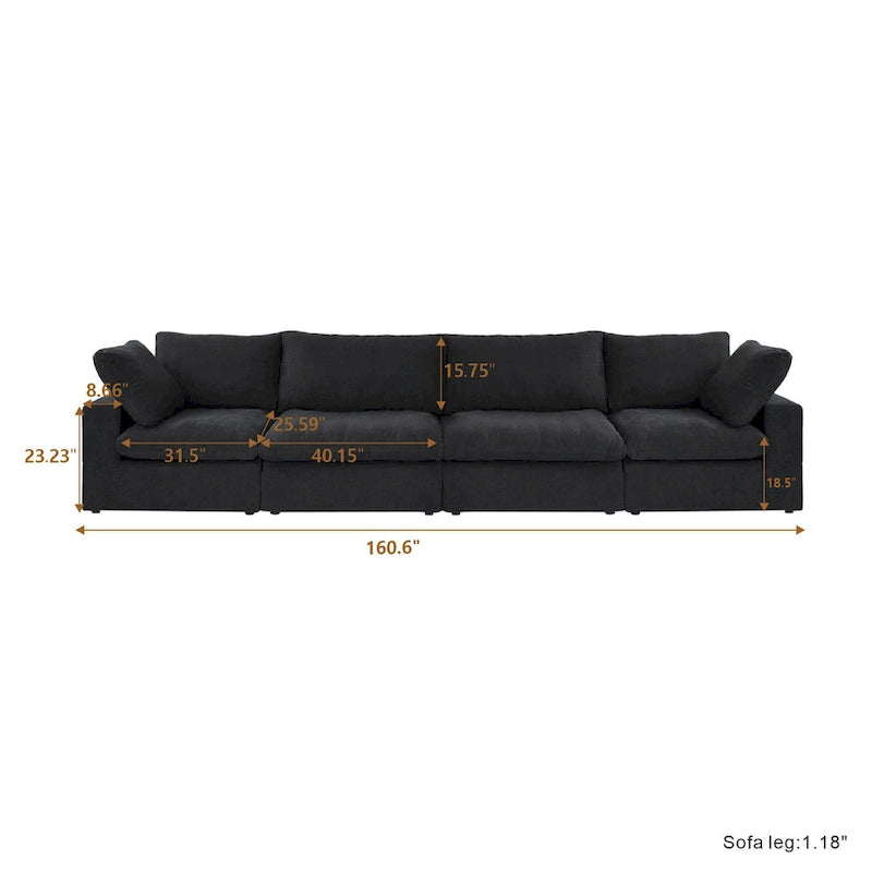 4-Seater Modular Sectional Couches for Living Room, Modern Modular Convertible Sofa Couch-5