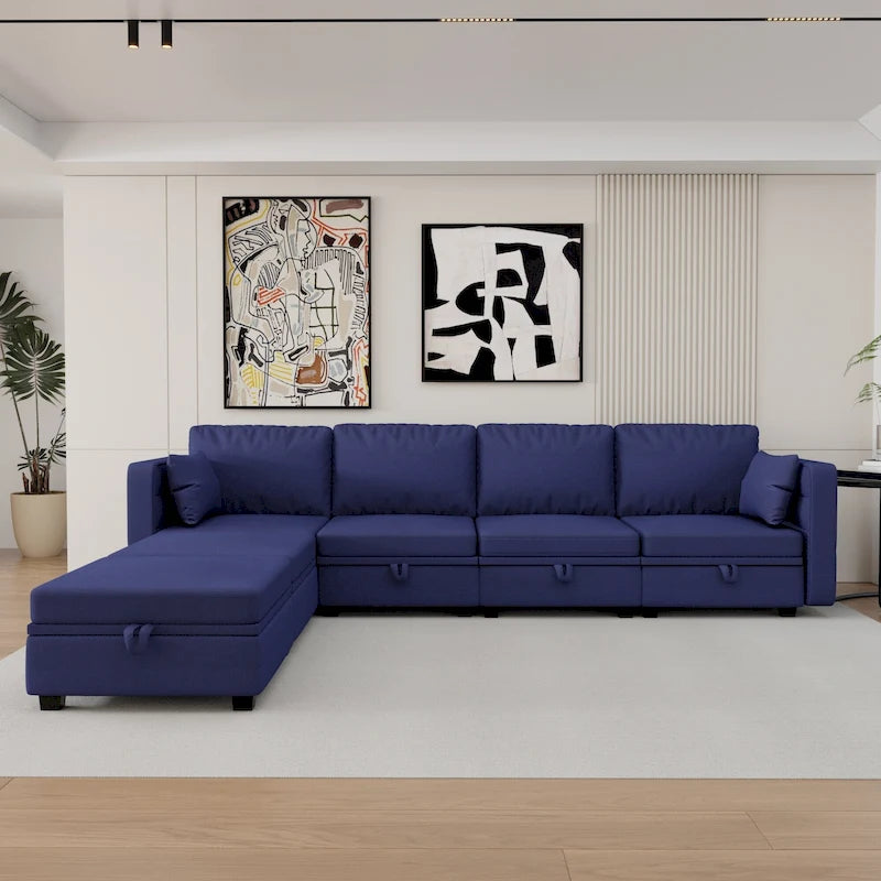 Modular U-shaped adjustable sectional sofa with reversible chains and storage seats-28